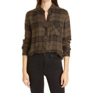 Rails Hunter Button Up in Olive Shadow & Flocked Stars